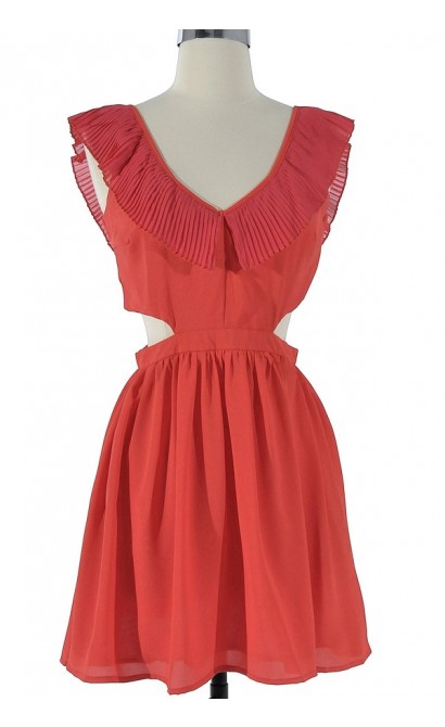 Layla Cutout Ruffle Dress in Red